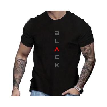 Imagem de Camiseta masculina verão casual tamanho solto 100% algodão estampa pre