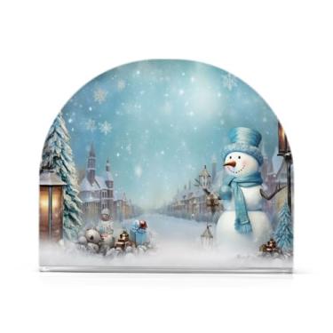 Imagem de Wassud Porta-guardanapos de acrílico para presente de boneco de neve de Natal, dispensador de guardanapo de papel moderno em forma de U para mesa, cozinha, sala de jantar, bancada 1 peça (comporta 50