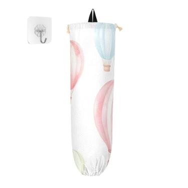 Imagem de xigua Balões de ar quente aquarela suporte de saco plástico suporte de parede com cordão, pacote com 2, organizador de sacolas de compras reutilizável para bolsas, meias, roupas íntimas e gravatas