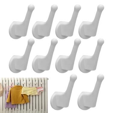 Imagem de Porta-toalhas | Cabide Organizador Resistente Com 10,Ganchos Para Radiadores De Banheiro De Aquecimento | Para Casa Apartamento Casaco Roupa Roupao Chapeu