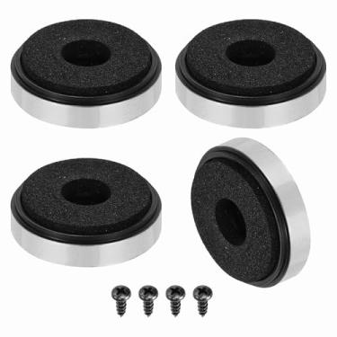 Imagem de Generic 4 pés de isolamento de alto-falante, base de absorção de choque de espuma de plástico de 30 mm x 8 mm, suporte para amplificador antivibração para CD de áudio, sistema de som de home theater