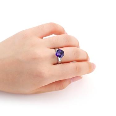 Imagem de Anel solitário feminino de latão com zircônia cúbica roxa verde vermelha preta, anel solitário moderno para mulheres, noivado, casamento, uso diário (tamanho 6 7 8 9) YC6471, Latão Zircônia cúbica