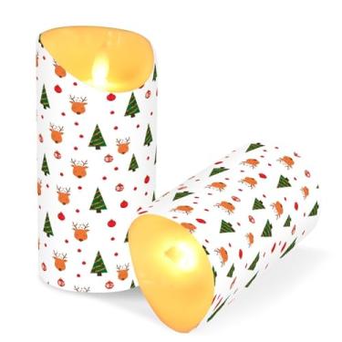 Imagem de ATTX Pacote com 2 velas de árvore de Natal sem chamas – 7,6 cm x 9,9 cm de LED com controle remoto e temporizador para casa, casamento, decoração de acampamento #487