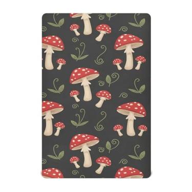 Imagem de Burbuja Lençol de berço de cogumelo para meninos e meninas, lençol com elástico 71 x 132 cm para colchões de berço padrão e infantil, macio e respirável