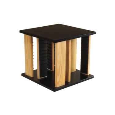 Imagem de Suporte para armazenamento de CDs Prateleira giratória de madeira para guardar CDs, discos jogos e outros materiais