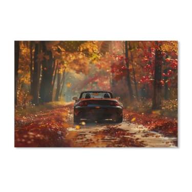 Imagem de HouLaiZhe Jdm Mx5 Folhas caídas outono esportes carro posters lona parede estética sala decoração de parede impressões galeria sala decoração de parede para quarto sala de estar escritório 11 x 17