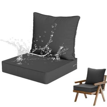 Imagem de Yadlan Almofadas de assento Móveis de jardim com conjunto de almofadas traseiras, almofadas de assento impermeáveis ao ar livre almofadas para almofadas de descanso casa carro escritório sofá cadeiras