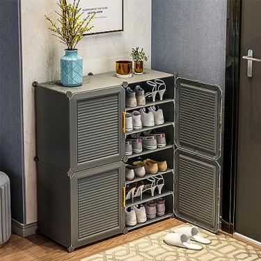 Imagem de NRNQMTFZ Armário de sapatos, organizador de armazenamento de sapatos para entrada, prateleira de sapatos sem bambu, armário de armazenamento portátil para sapato, para corredor, sala de estar, quarto