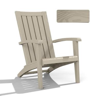 Imagem de GYMHILL Adirondack cadeira, cadeiras de pátio, impermeável, resistente a UV, resina para ambientes externos, fácil de limpar e resistente, para pátio, deck, jardim, uso interno e externo (cinza)