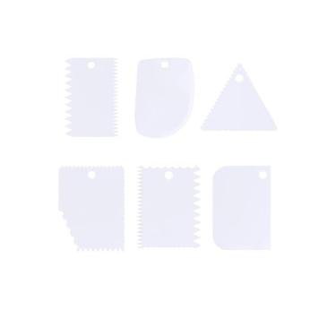 Imagem de Conjunto de 6 peças, espátula de tigela e raspador de banco, ferramenta de cortador de massa de cozinha multiuso de plástico flexível, raspadores de alimentos para massa de pão, bolo, fondant, gelo