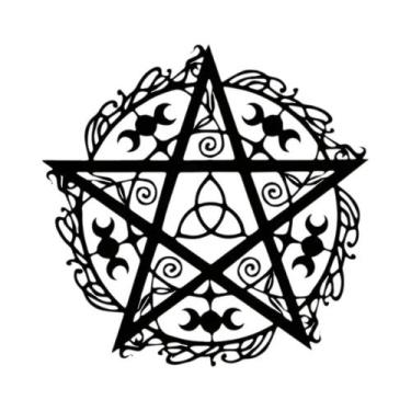 Imagem de Arte De Parede Pentagrama Da Lua Tripla, Escultura Decorativa De Metal