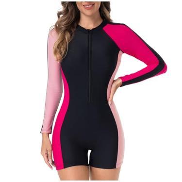 Imagem de Conjunto feminino para malhar atlético, surfe, mergulho, roupa de banho combinando para mulheres, conjunto de túnica slim color block 2026, Y-950 rosa, XX-Large