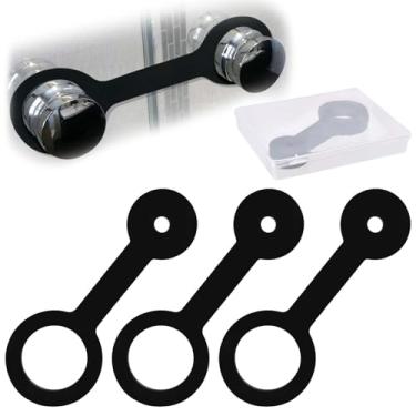 Imagem de LEONTOOL 3 peças de alça de trava de porta de chuveiro para trailer, alça de trava de porta de banheiro de silicone preto para trailer Motorhome - Fecho seguro para viagens seguras - Serve para Forest