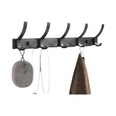 Imagem de Ganchos De Parede Pretos Reforçados Para Pendurar Roupas, Toalhas, Rou