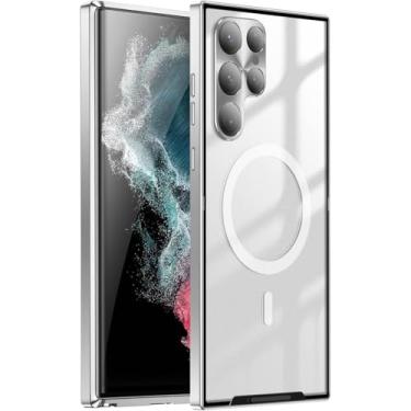 Imagem de Capa magnética para Samsung Galaxy S25/S25 Plus/S25 Ultra, revestimento de proteção de lente, capa de metal fina, antiarranhões, capa de policarbonato transparente