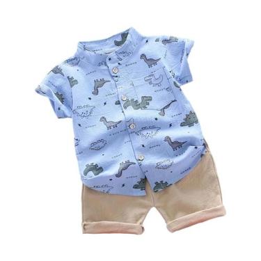 Imagem de Conjunto De Shorts Com Estampa De Dinossauro Para Bebês E Crianças Peq