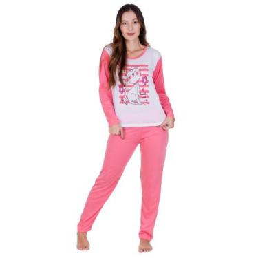 Imagem de Pijama Feminino Inverno Estampado de Frio Calça e Manga Longa Feminino