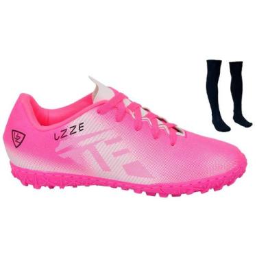 Imagem de Chuteira Society Nova Na Caixa Adulto UZ + Meião - UZZE, Pink, 43