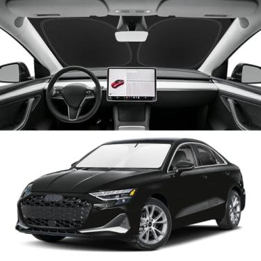 Imagem de Guarda-sol para 2021-2023 2024 2025 Audi A3 S3 RS3 Sedan acessórios de carro escudo de janela frontal ajuste personalizado capa de para-brisa A3 protetor de viseira solar blocos dobráveis raios UV