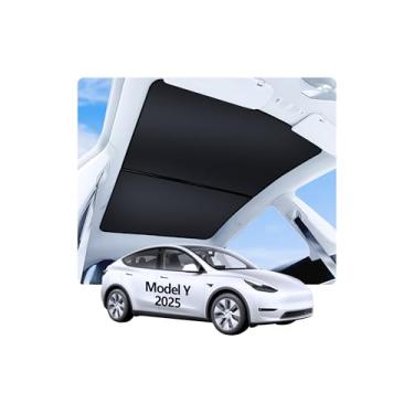 Imagem de cybtkcar 2025 Tesla Model Y para-sol para telhado de telhado para-sol sem lacunas e sem queda de vidro modelo Y acessórios nano revestimentos de cristal de gelo vidro isolamento térmico sombra de sol