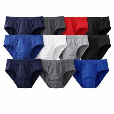 Imagem de Kit com 10 Cuecas Slip em Algodão 30.1 Grosso e Resistente  Cores Sort