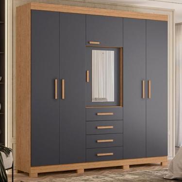 Imagem de Guarda Roupa Casal com Espelho 6 Portas 4 Gavetas e Pés Virtus Albatro