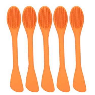 Imagem de CUYUNA Escovas de Máscara Facial Escova de Limpeza Facial de Silicone DIY Mix Máscara Stick 2 Cabeças SkinCare (Laranja)