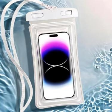 Imagem de Capa de telefone impermeável IPX8, bolsa de telefone flutuante à prova d'água com cordão ajustável e proteção resistente a airbag, sacos secos para celular transparente de 18,3 cm para férias, praia