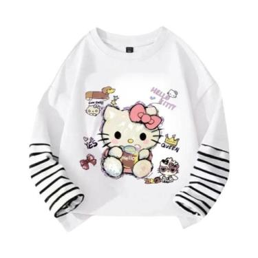 Imagem de Camiseta De Algodão De Manga Longa Com Estampa Da Hello Kitty Para Men