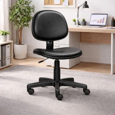 Imagem de Cadeira de Escritório Home Office Estofada Ergonômica Executiva Sem Braço Courvin Preto Estrela Arcada Rodízio Semi Silicone Escritex
