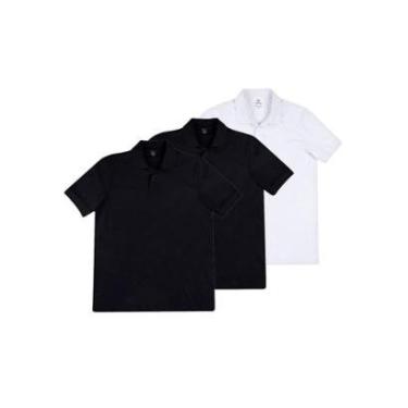 Imagem de Kit com 3 Camisetas Polo Masculina Hering N3a7 Azul Marinho-Masculino