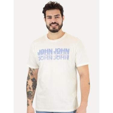 Imagem de Camiseta John John Masculina Regular Logo Shadow Repeat Off-White-Masculino