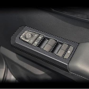 Imagem de Luyhok Tampa do painel de botão de elevação de vidro da porta do carro para Toyota Hilux 2026 Acessórios de carro ABS Estrutura de interruptor de elevação de vidro de fibra de carbono (painel de