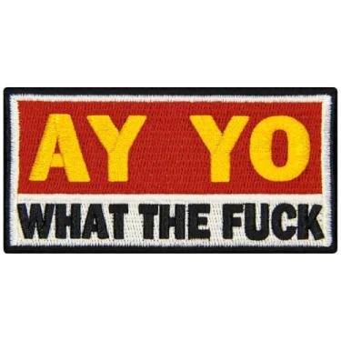 Imagem de EmbTao Emblema de motociclista bordado Ay Yo What The F*ck Patch com aplique de ferro no emblema costurado