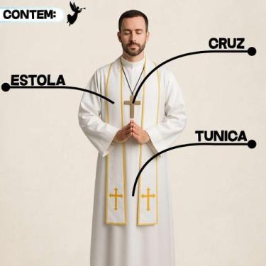 Imagem de Fantasia Padre Freira Monge Premium com Túnica e Estola Modelo:Túnica 