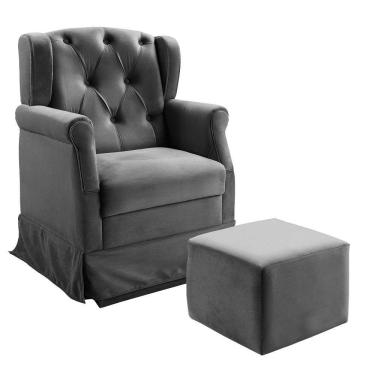 Imagem de Poltrona Cadeira De Amamentação Balanço E Puff Ternura Suede Speciale Home Chumbo