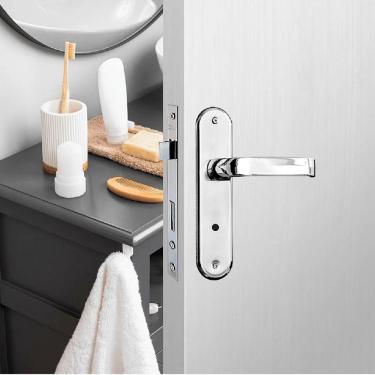 Imagem de Conjunto De Fechadura Banheiro 1300 Ravena Cromado - 94296 - Silvana