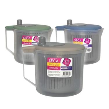 Imagem de Centrífuga Compacta Seca Salada 2,5 Litros Secador Manual Folhas Verduras Frutas Vegetais