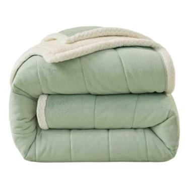 Imagem de Cobertores e mantas de lã femininos masculinos para cama adulto longo casal solteiro para sofá outono inverno grosso e quente macio e confortável (verde 3.180 x 200 cm)