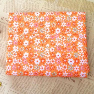 Imagem de 7 estilos de algodão puro com estampa floral pequena, tecido de algodão DIY, cor laranja, 25 x 25 cm