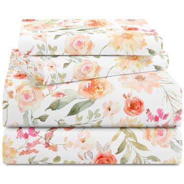 Imagem de YIYEA Jogo de lençol de cama de microfibra escovada dupla premium para todas as estações, macio, respirável, bolso profundo de 40,6 cm, resistente a encolhimento e desbotamento, 4 peças, casal