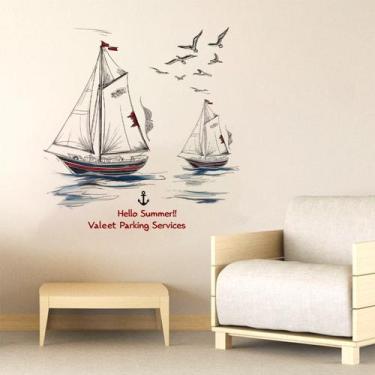 Imagem de Adesivos de parede Sailboat Nautical Wallpaper 60x90cm PVC - yiweisai