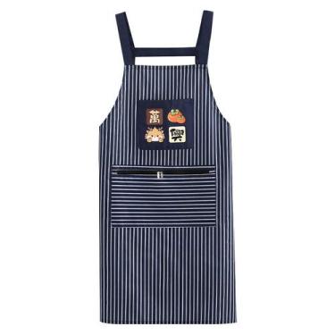 Imagem de Avental impermeável listrado para mulheres com adesivo de desenho anim