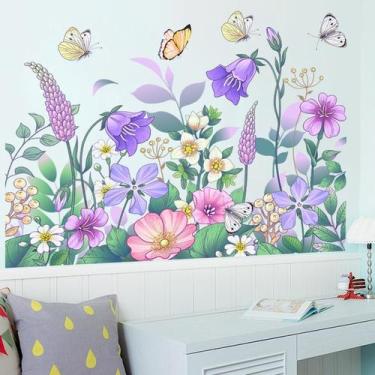 Imagem de Adesivos de parede Fresh Flower and Butterfly PVC 25x60cm 2 folhas - y