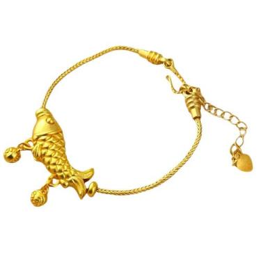 Imagem de Pulseira Koi Fish banhada a ouro para mulheres com pingente Lucky Fish