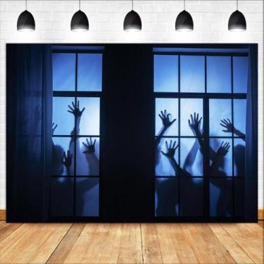 Imagem de Tapeçaria para pendurar na parede Zombie Window Scary Hands 150x100cm 