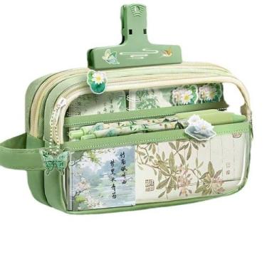 Imagem de Estojo de lápis de tela elegante de grande capacidade em estilo chinês