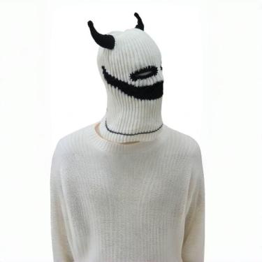 Imagem de Chapéu de máscara de malha Halloween Devil Horn Funny Face Design - yi