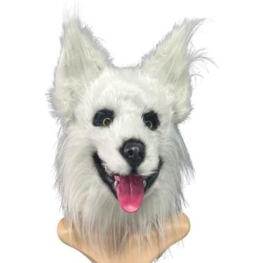 Imagem de Máscara de fantasia White Wolf Dog Head para Halloween e Cosplay - yiw