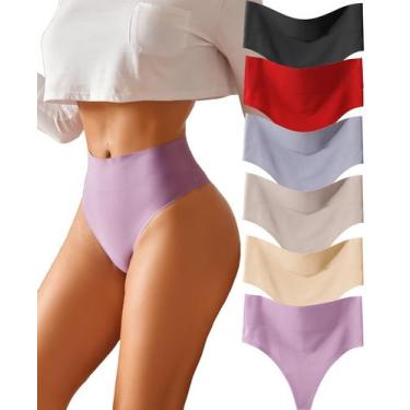 Imagem de Roupa íntima feminina sem costura de cintura alta Thongs Knowyou, paco